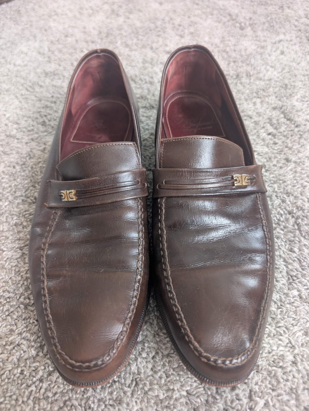 Vintage Florsheim Royal Imperial Loafers Mens Brown Leather Slip On Dress Shoes